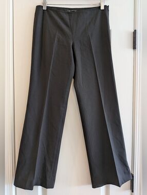 Theory Classic Wide Leg Trousers Pants Black Wool Flare Size 2 Office Career
